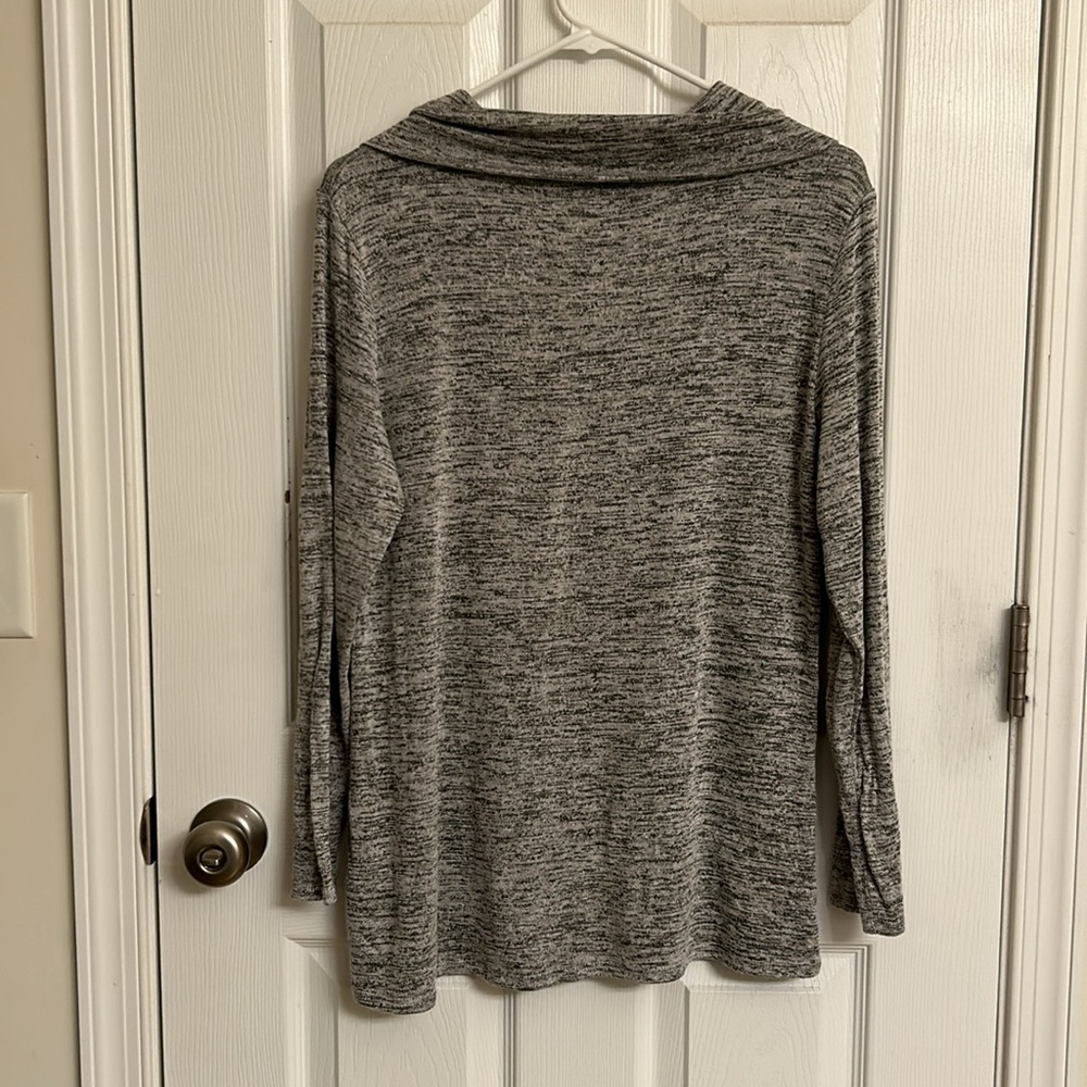 Misia Gray Black Marled Sweater Unique Neck Decorative Button Rayon-blend Medium - Picture 2 of 6